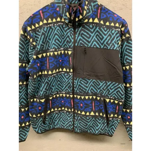 Quiksilver Men’s S OG Retro Printed Polar Fleece‎ Full Zip Jacket Hiking Outdoor - Picture 4 of 13